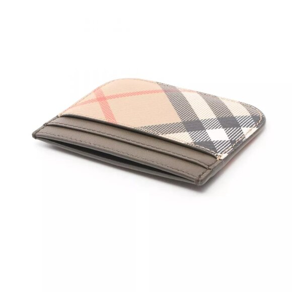 BURBERRY check Card Holder canvas leather Beige Brown Multicolor NEW - Picture 3 of 4